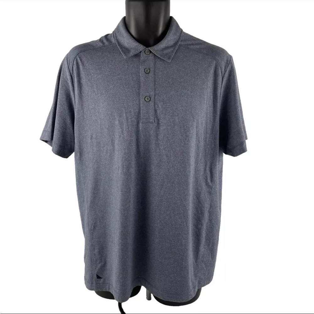 Mens UntuckIt Short Sleeve Polo Shirt Sz L Blue Polyester Spandex - Picture 1 of 7